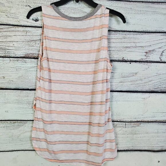 Charlotte Russe Women’s Sleeveless Striped Tank Top Gray Peach Size M NWT - Picture 5 of 6